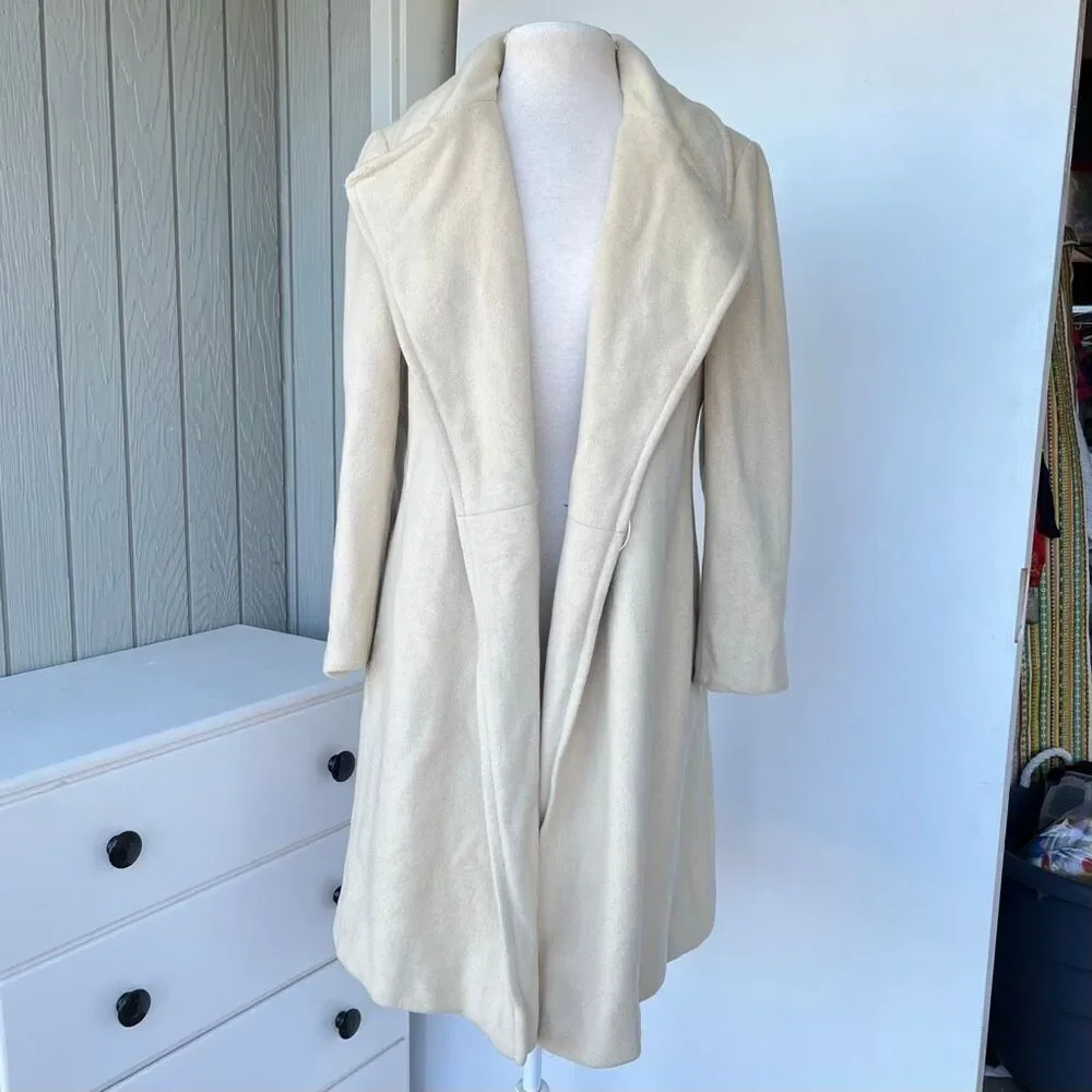 VTG 50s Lorendale 100% Cashmere Ivory Wrap Coat Portrait Collar S/M